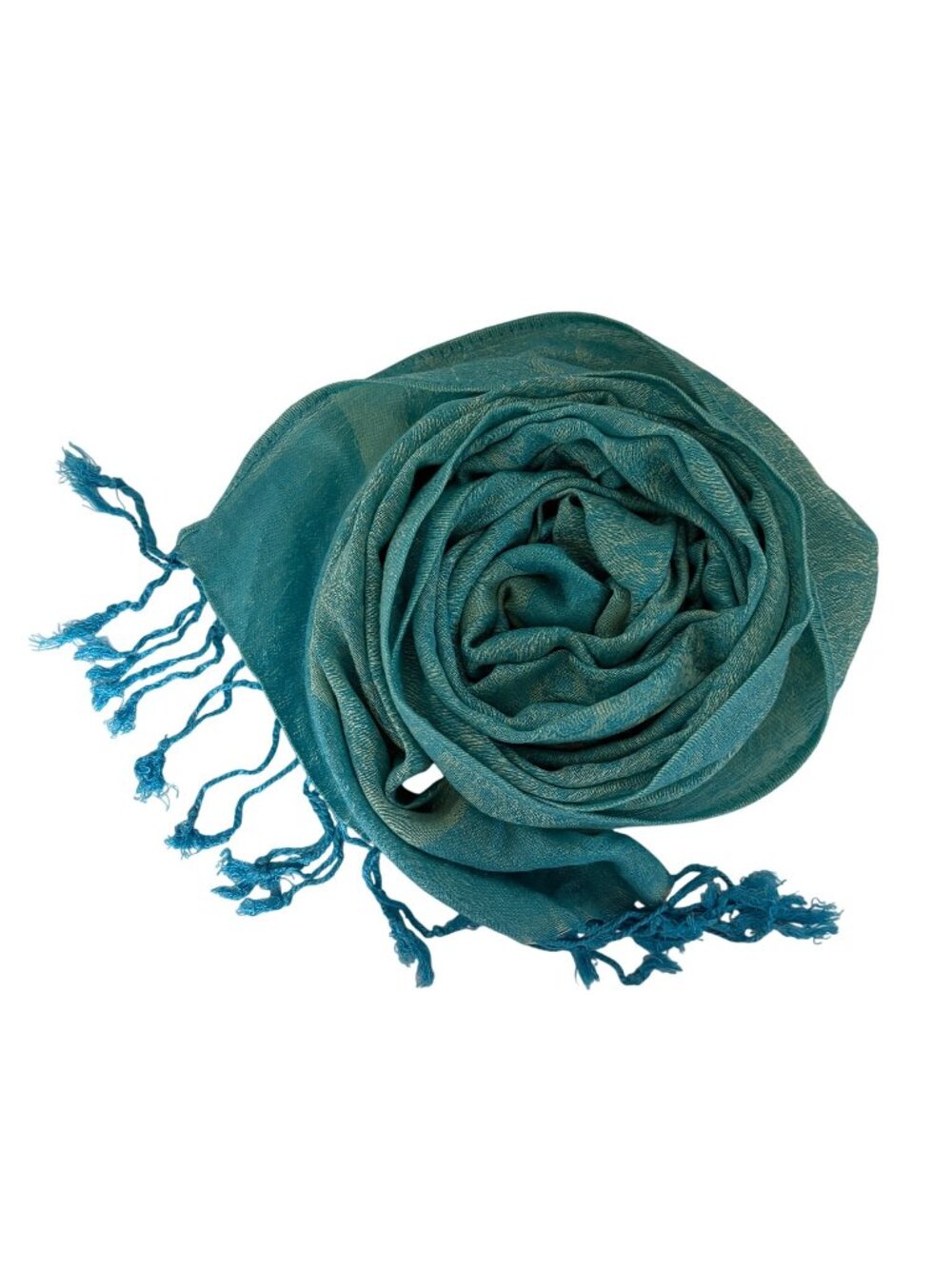 Pashmina Turquoise Scarf Fringed Wrap Lightweight Elegant Soft 27in x 65in NEW